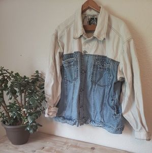 Color Block Distressed Jean Jacket